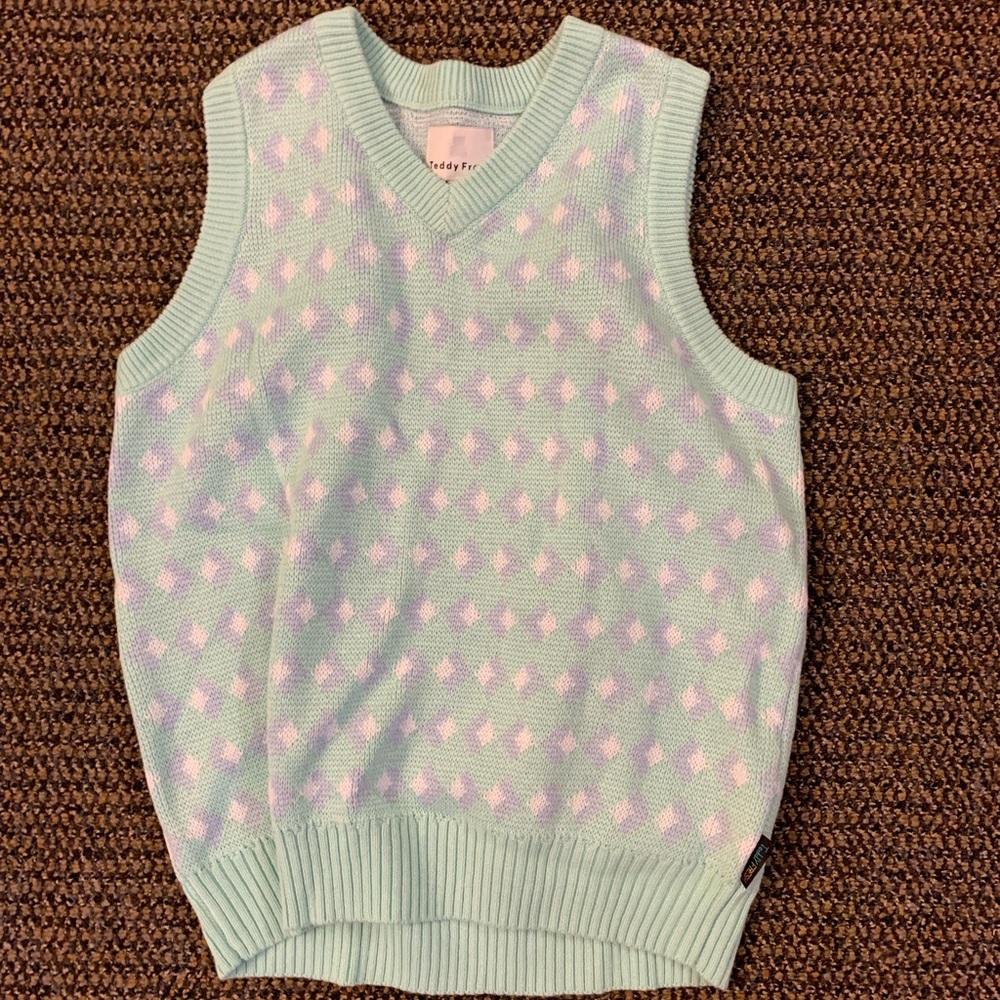 Teddy Fresh Mint Green and Pink Sweater Vest